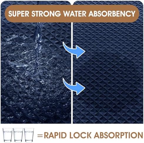 Memory Foam Bath Mat Set 3 Piece, Ultra Soft Absorbent Waffle Bathroom Rugs, Super Non-Slip PVC Backing Bath Rug Quick Dry, Machine Washable Rug for Tub, Shower, Home Decor Accessory, Navy Blue