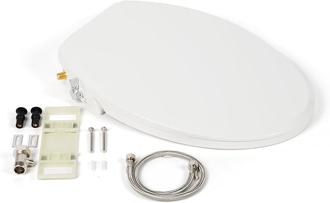 Elongated Bidet Toilet Seat – Non-Electric, Hygienic Fresh Water bidet, Adjustable water Pressure, Self-Cleaning Dual Nozzles (Rear & feminine wash) – Brass Inlet, Quiet-Close, Easy Install