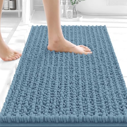 OLANLY Small Bathroom Rugs 24x16, Thick Soft Absorbent Chenille Bath Rugs