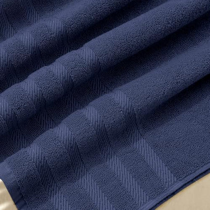 Hearth & Harbor Bath Towels for Bathroom - 100% Ring Spun Cotton Luxury Bathroom Towels - Soft & Highly Absorbent 4 Bath Towels, Navy