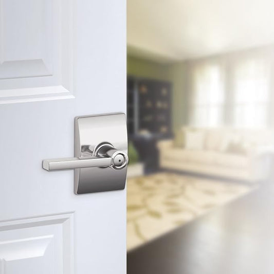 Schlage F40 LAT 625 CEN Latitude Door Lever with Century Trim, Bed & Bath Privacy Lock, Bright Chrome