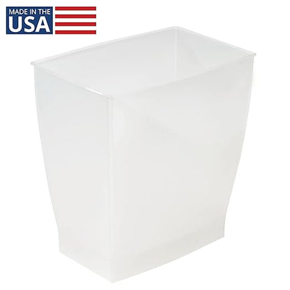 iDesign Small Plastic Bathroom Trash Can, Clear Frost | Slim Rectangle, For Bedroom, For Office, For Dorm
