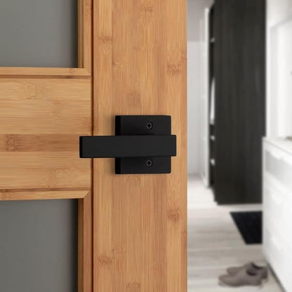 Kwikset Singapore Interior Privacy Door Handle with Lock, Door Lever for Bathroom and Bedroom, Matte Black Reversible Keyless Turn Lock, with Microban Protection (Pack of 4)