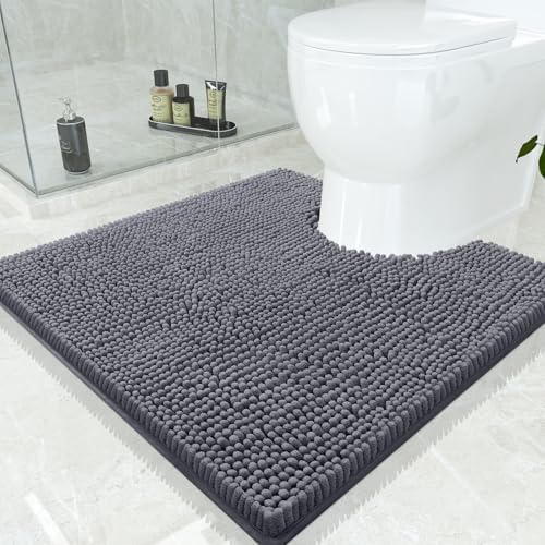 Smiry Toilet Rugs U-Shaped 24x24, Extra Soft Absorbent Contoured Bath Mat