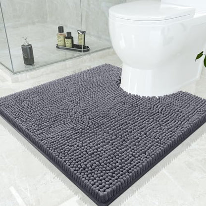 Smiry Toilet Rugs U-Shaped 24x24, Extra Soft Absorbent Contoured Bath Mat