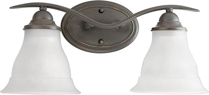 Progress Lighting Trinity Collection 2-Light Etched Glass Traditional Bath Vanity Light Antique Bronze