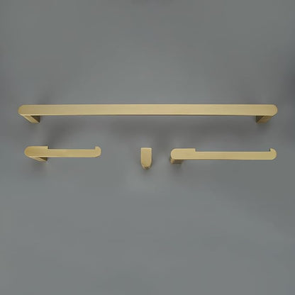 Globe Electric 63000011 4-Piece Bathroom Hardware Accessory Kit, Matte Brass, Towel Bar, Toilet Paper Holder, Towel Ring, Robe Hook, Home Decor, Bathroom Set, Kitchen Décor, Design Essentials