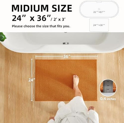 TYUU Bathroom Rugs Non Slip Washable, Super Absorbent Thin Bath Mat Quick Dry Low Pile Bathroom Rug, Orange 24"x36"