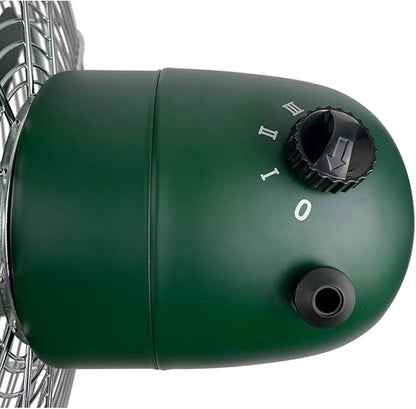 Good Housekeeping 92617 All-Metal 12" Retro Desk Office Table Fan with Wide Oscillation, 3-Speed Settings & Carrying Handle, Alpine Green