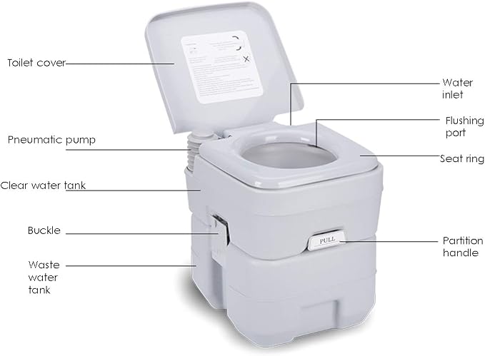 Portable Flush Toilet Portable Toilet Composting Toilet Porta Potty Camping Portable Toilet for Car Camping RV Boat Traveling Roadtripping Caravan (2.65Gallon/5.3 Gallon)