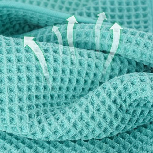 MICROFI Microfiber Waffle Bath Towels, 4 Pieces, Soft, Absorbent, Fast Drying, Lint Free 430 GSM (27''x55''/68.58 cm x139.7 cm)