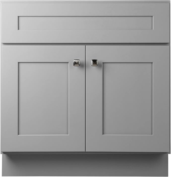 Design House Brookings Bathroom Vanity, 30", Gray | Adjustable Hinges, Freestanding, Contemporary/Modern, Wood, Bath, 587089