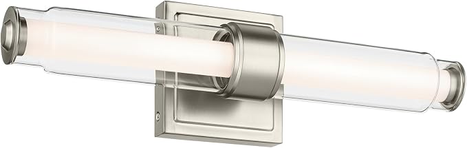 Kichler Laurene LED Bath Bar Light, Brushed Nickel | Linear vanity light with clear glass for mirrors and vanities (18.5" x 5"), 55237NILED