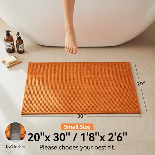 Triohero Bathroom Rugs Non Slip Washable, Super Absorbent Thin Bath Mat Small Quick Dry Low Pile Bathroom Rug, Orange 20"x30"