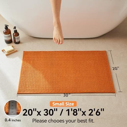 Triohero Bathroom Rugs Non Slip Washable, Super Absorbent Thin Bath Mat Small Quick Dry Low Pile Bathroom Rug, Orange 20"x30"