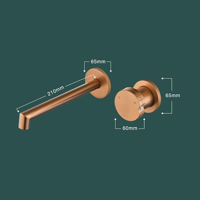 BiaoTeng Concealed Wall Mounted Faucet Bathroom Brass Hot and Cold Faucets for Bathroom Sinks Single Handle Brushed Rose Gold