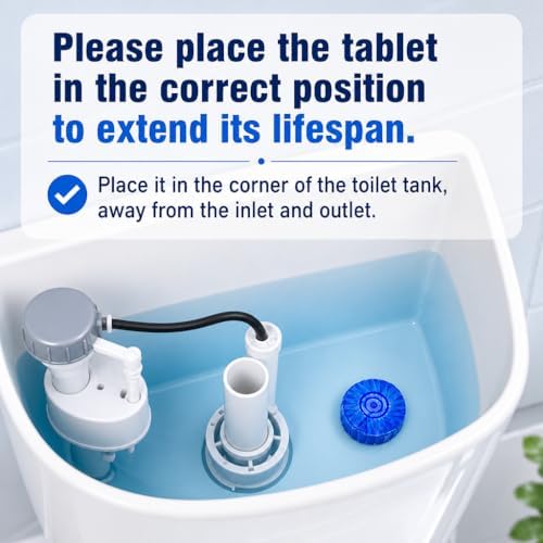 Msvvko Toilet Bowl Cleaner Tablets 100 Count - Blue Toilet Tank Cleaner Blocks Bulk Pack, Long Lasting Bathroom Deodorizer, Hard Water Stain Remover & Descaler, Septic Safe No-Scrub Daily Freshness