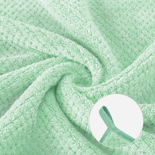 MaopaoBeauty 6 Pack Washcloth Set, Waffle Washcloth Towels Set, Microfiber Super Soft Highly Absorbent, Sturdy Quick Drying Towels for Bathroom, Gym, Sports, Yoga, Green