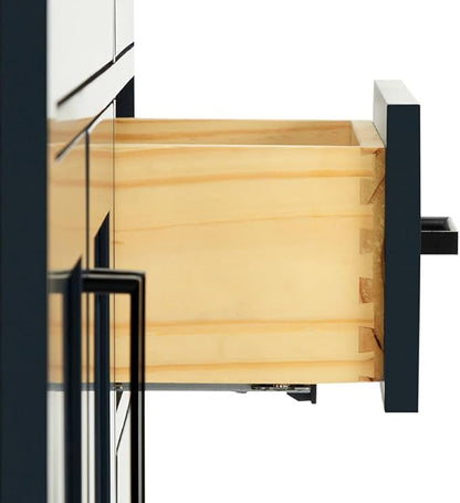 ARIEL Hepburn 42-inch Bathroom Vanity Base Cabinet,Solid Wood, 2 Soft Closing Doors, 5 Dovetail Drawers, Midnight Blue