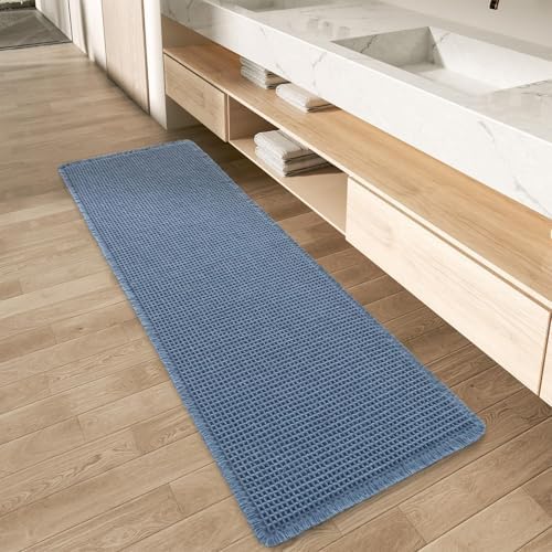 Upgraded Waffle Bath Mat Runner Absorbent Non Slip Bathroom Mat, 2' x 6'