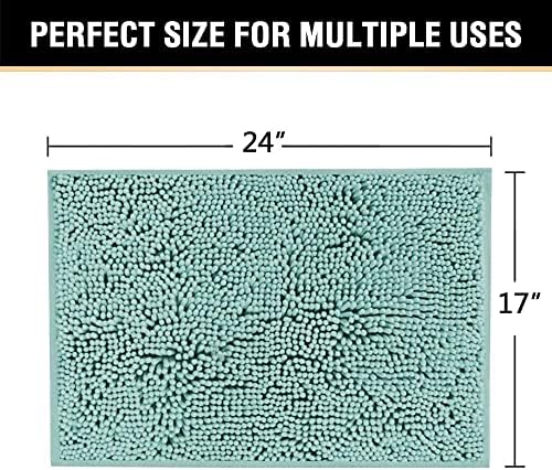 H.VERSAILTEX Bath Mat Bathroom Non Slip Extra Thick Chenille Rug 17" x 24" Absorbent Soft Shaggy Washable Dry Fast Plush Rugs for Bathtubs - Eggshell Blue