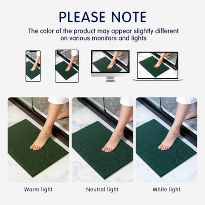 SUBRTEX Bathroom Rugs, 24" x 44" Chenille Bath Rug Soft Short Plush Bath Mat Soft Shower Mat Water Absorbent Shower Mat Quick Dry Machine Washable, Celadon