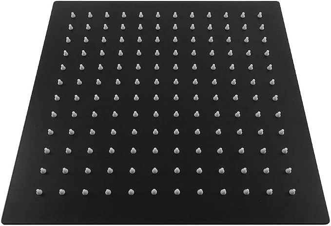 NearMoon Rain Shower Head, High Flow Stainless Steel Square Rainfall Shower, Waterfall Bath Shower Body Covering, Ceiling or Wall Mount (12 Inch, Matte Black)