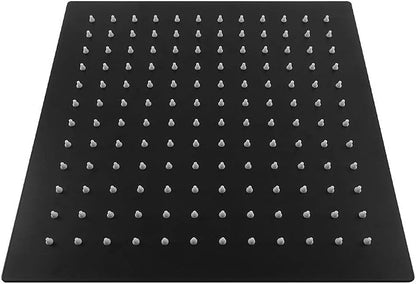 NearMoon Rain Shower Head, High Flow Stainless Steel Square Rainfall Shower, Waterfall Bath Shower Body Covering, Ceiling or Wall Mount (12 Inch, Matte Black)