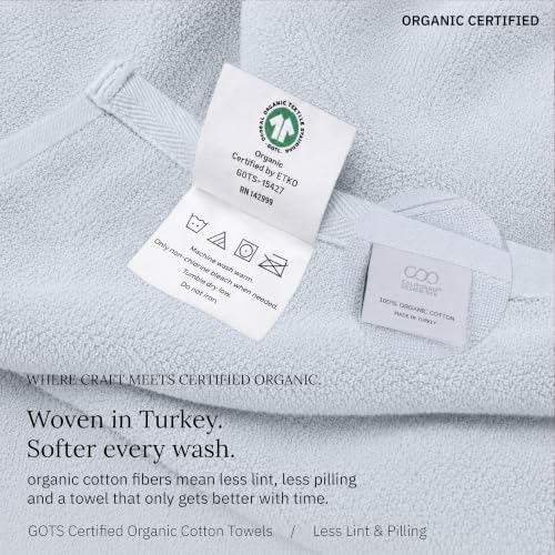 California Design Den Organic Cotton Bathroom Towel Set of 6, Soft Blue