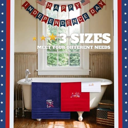 Peryiter 3 Pack 4th of July Decorative Bath Towel Set