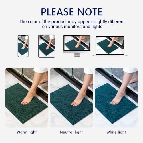 SUBRTEX Bathroom Rugs, 24" x 44" Chenille Bath Rug Soft Short Plush Bath Mat Soft Shower Mat Water Absorbent Shower Mat Quick Dry Machine Washable, Teal