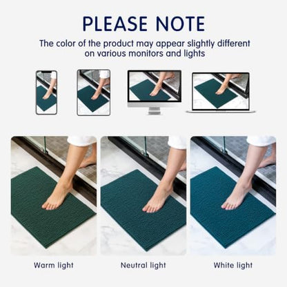 SUBRTEX Bathroom Rugs, 24" x 44" Chenille Bath Rug Soft Short Plush Bath Mat Soft Shower Mat Water Absorbent Shower Mat Quick Dry Machine Washable, Teal