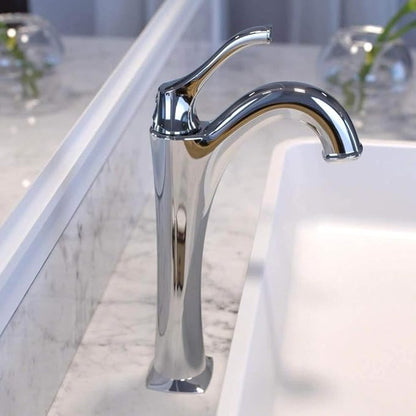 KRAUS KVF-1200CH Arlo Single Handle Vessel Bathroom Faucet with Pop Up Drain, Chrome