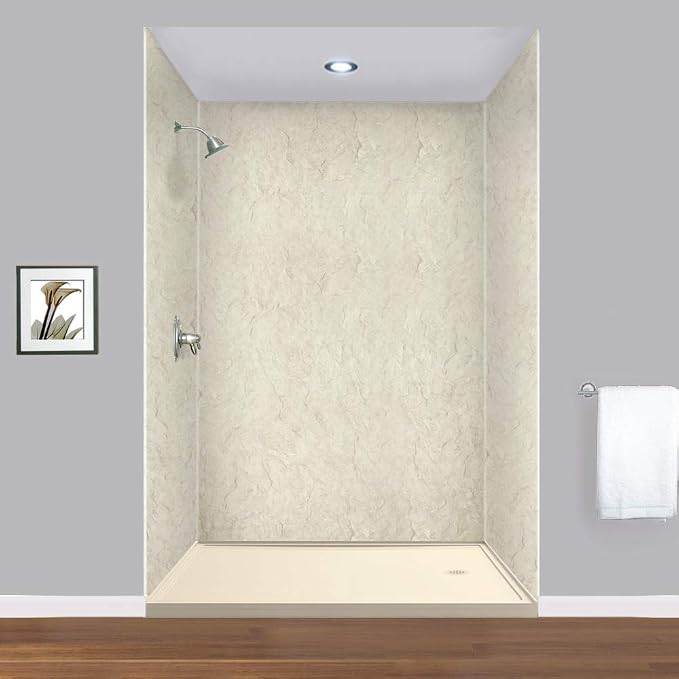 Transolid EWK606072-44 Expressions 3-Panel Shower Wall Kit, 60-in L x 60-in W x 72-in H, Sea Fog