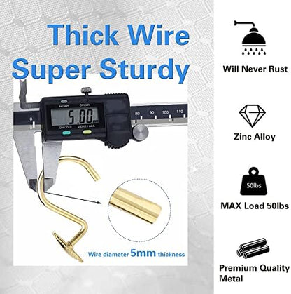 Gold Shower Curtain Hooks Rings, Zinc Alloy with Anti-Rust Coating
