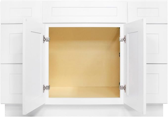 Furinno Shaker Two Drawer Stack Bath Vanity Cabinet Without Top, Ready to Assemble, 21 D x 48 W x 34.5 H, White