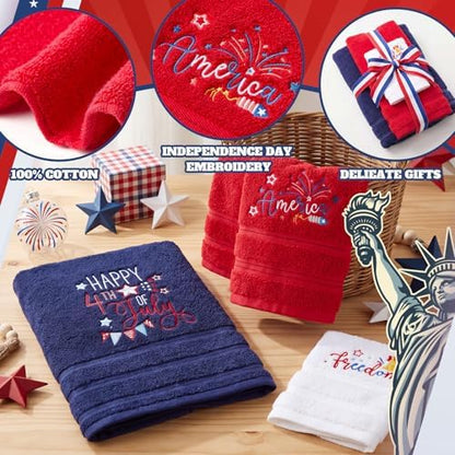 Peryiter 3 Pack 4th of July Decorative Bath Towel Set