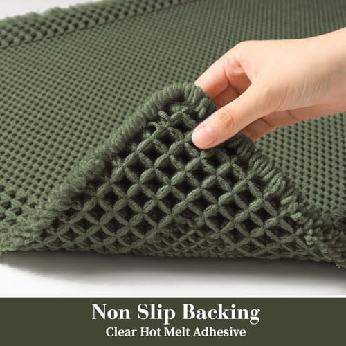 RESARE Waffle Bath Mat for Bathroom, Non Slip Bathroom Rugs 24"x36" Green