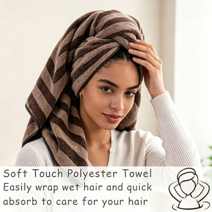 2 Piece Brown Cabana Stripe Hand Towels for Bathroom 16"x31" Ultra Soft Breathable Hand Face Towels Highly Absorbent Towel Quick Dry Towel for Spa Gym Hotel Travel Camp
