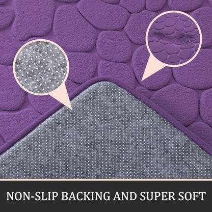 YIHOUSE Bathroom Rugs Mat Set, Memory Foam Bath Mat 5 Piece Purple