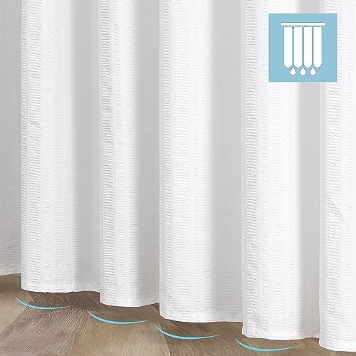 Aiyufeng Moga White Fabric Shower Curtain 90 Inch Extra Long for Bathroom
