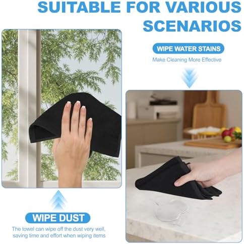 100% Cotton Washcloths Set, 12-Pack Wash Cloths,12x12 Inch Black
