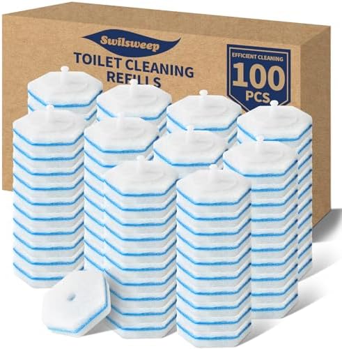 100 Count Toilet Bowl Wand Refills, Disposable Toilet Cleaner Refills, Disposable Wand Heads Compatible with Clorox and the Most Toilet Brushes,unscented