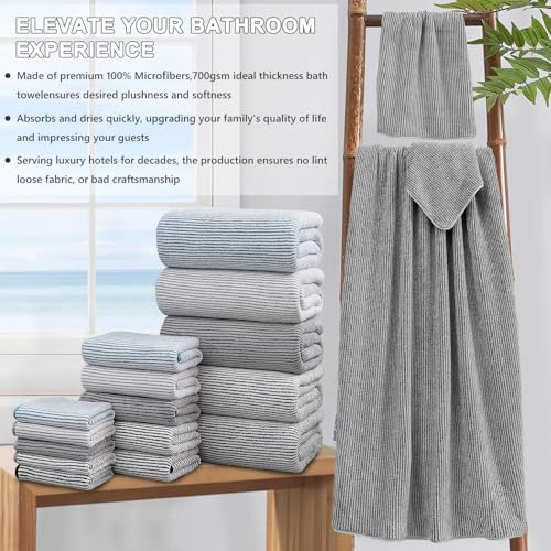 4 Piece Bath Towel Set 35"x70"Oversized Bath Towel for Bathroom Ultra Soft Fluffy Extra Large Bath Sheet Luxury Premium Bathroom Towel Highly Absorbent Quick Dry Shower Towel for Hotel Spa,Dark Grey