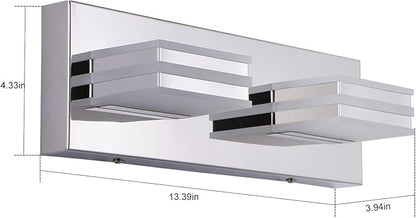 LED Vanity Light Bar 2 light Bathroom Mirror Light Fixtures Modern 12W Bath Lamps Over Mirror 14 Inch Bathroom Wall Lighting Fixtures Chrome Restroom Lights Fixtures over Sink Acrylic Vanity Sconces