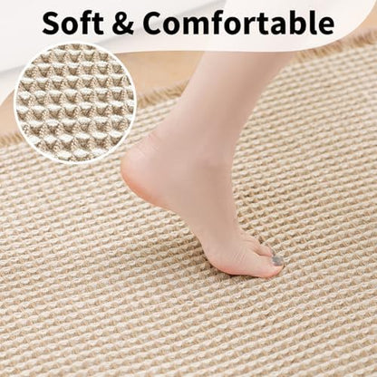 Waffle Bath Mat, Boho Bathroom Rugs Non Slip Washable, 20" x 48"