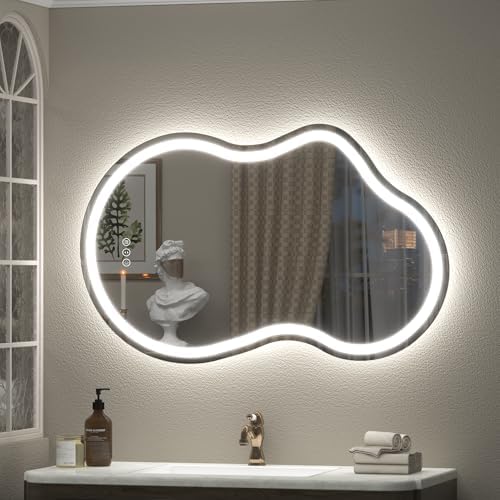 24x36 Inch Irregular Cloud LED Lighted Vanity Mirror