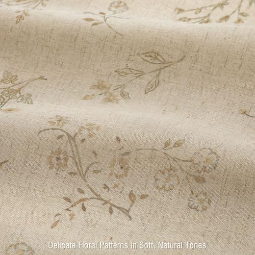 Beige Floral Farmhouse Vintage Linen Shower Curtain French Country 72Wx72H
