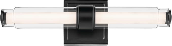 Kichler Laurene LED Bath Bar Light, Black | Dimmable vanity light with clear glass for mirrors and vanities (18.5" x 5"), 55237BKLED