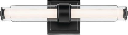 Kichler Laurene LED Bath Bar Light, Black | Dimmable vanity light with clear glass for mirrors and vanities (18.5" x 5"), 55237BKLED